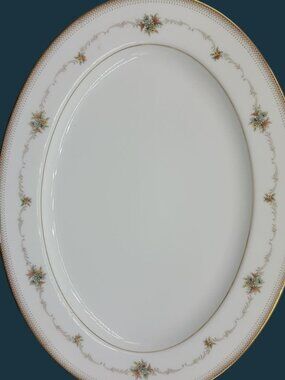 VTG Noritake Joanne 13.5" Oval Serving Platter Fine China #6466 Japan Gold Trim